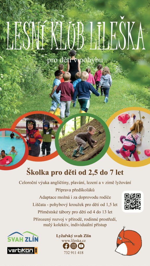 Plakát: Lesní klub Lileška – školka pro děti od 2,5 do 7 let