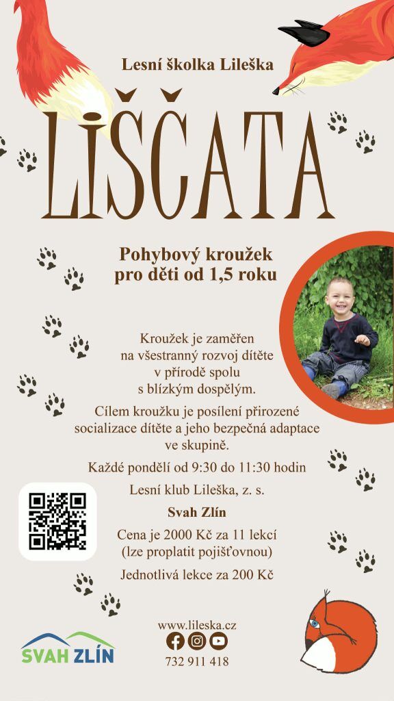 Plakát: Liščata – pohybový kroužek pro děti od 1,5 roku